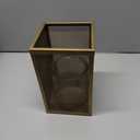 Contemporary Minimalist Gold Mesh Cage Candle Holders Square Pillar Hurricanes