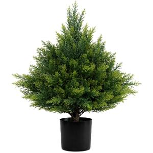 Artificial Cedar Topiary Ball Tree One 19''T Artificial Topiary Tree Artificial Potted Plant Artificial Shrubs for Indoor Outdoor (Green)