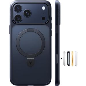 TORRAS Ostand for iPhone 17 Pro Max Case with Sturdy Stand, Camera Control Cover Compatible with MagSafe, Military Grade Protection, Translucent Slim Phone Case for iPhone 17 Pro Max 6.9", Black