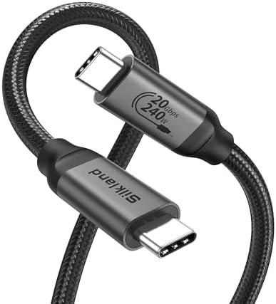 Silkland USB C Monitor Display Cable 10FT [4K@144Hz/60Hz 8K@30Hz], USB C 3.2 Gen 2x2 Video Cable, 20Gbps Data Transfer, 240W PD Fast Charge, Type C Compatible with iPhone 16, MacBook Pro, iPad