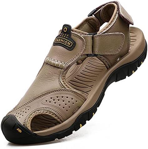 VISIONREAST Mens Leather Sandals - Outdoor Hiking & Waterproof Athletic Sports Sandals - Fisherman Beach Shoes with Closed Toe 43