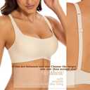 Seamless Bralette for Women Comfort No Show Square Neck Stretch Wireless Bra with Removeable Padding (Medium, Beige)