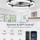 LEDIARY 24" Ceiling Fans with Lights and Remote, Modern Low Profile Ceiling Fan, 3 CCT, Stepless Dimmable, Fandelier Flush Mount Fan Light, 6 Speeds, DC Motor, App & Remote Control for Bedroom(Black)