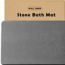 Stone Bath Mat, Diatomaceous Earth Shower Mat, Fast Drying, Super Absorbent, Anti-Slip Stone Bath Mats for Bathroom, Kitchen, Easy to Clean, (23.5"x15.5", Slate)