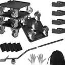 Kavlium Heavy Duty Furniture Dolly Set with 5 Wheels, Furniture Movers with Lifter Tool, Carbon Steel Moving Sliders for Sofa Refrigerator Cabinet, 360 Rotating Casters, Black, 5.3 Inch