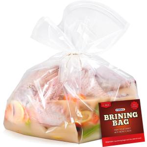 Brining Bags for Turkey, 26"22", 4 Pack, Double Zipper Seal Thickened Brine Bags, No BPA Material, with 2 Cotton Strings for Marinating, Holds up to 35lbs