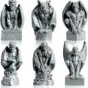Rileryan 6 PCS Miniature Evil Gargoyles Figurines Statue for Halloween Village Decorations Accessories Mini Graveyard Cemetery Decor