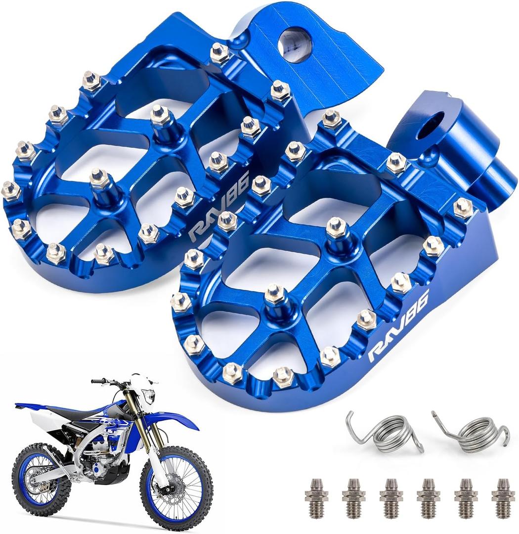 Dirt Bike Foot Pegs with Springs, Aluminum CNC, Pedals Rests for YZ65 18-22, YZ85 02-21, YZ125/250 99-22, YZ250F 01-22, YZ125X 16-22, WR450F 03-22 (Blue)