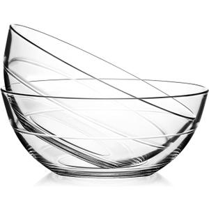 NUTRIUPS 8.7 inch Tempered Glass Mixing Bowls 2
 Pack, Salad Bowl for Kitchen Microwave, Dishwasher and Oven Safe