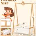 Kids Clothing Rack with Storage, Dress Up Rack, Child ClothesRack, Small Garment, for Costume, Bamboo (Natural Color)