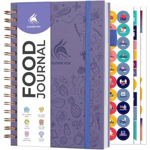 Clever Fox Food Journal Spiral - Daily Food Diary, Meal Prep Planner to Track Calories & Nutrients, Weight Loss Tracker Notebook (Lavender) (A5 (5.8'' x 8.3''))