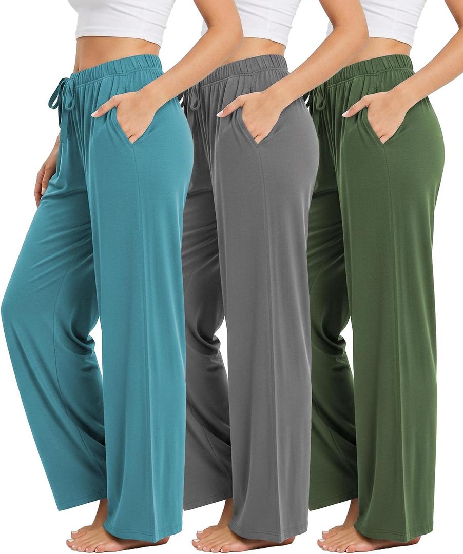 Sexy Basics 3 Pack Buttery Soft Pajama Pants for Women | Comfy Casual Lounge Pajama Bottoms | Drawstring & Pockets Pj, XXL