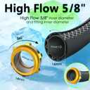 5/8 IN. 25FT. Heavy Duty Rubber Garden Hose, High Flow 5/8" I.D. Brass Fitting No Memory Durable Heavy Duty Water Hose for Watering, Irrigation, Water Transfer Pump