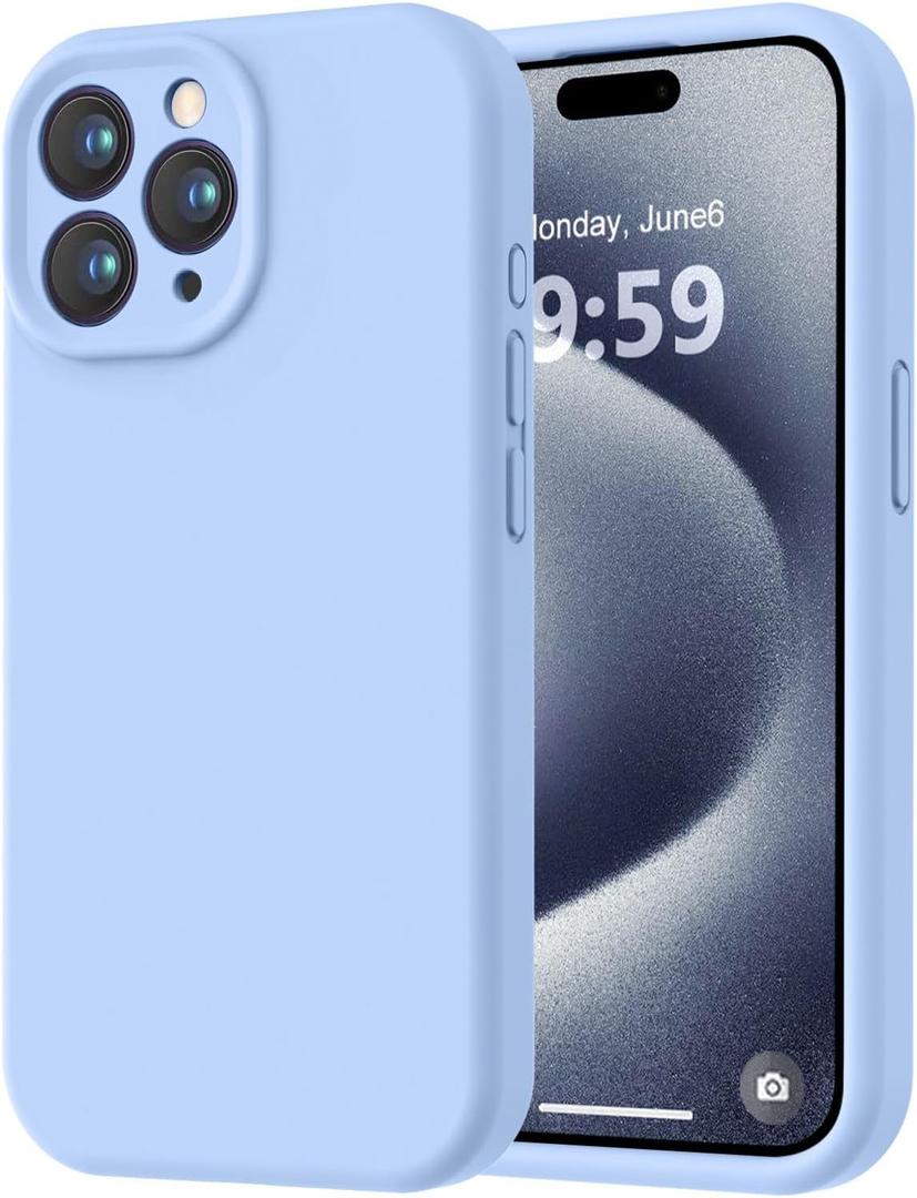 LOVE 3000 Designed for iPhone 15 Pro Case, Premium Silicone with [Soft Anti-Scratch Microfiber Lining] Shockproof Protective Phone Case for Men Women Girls 6.1", Light Blue