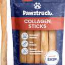 Pawstruck Natural Large 12" Beef Collagen Sticks for Dogs Long-Lasting Rawhide Alternative, High Protein Treats with Chondroitin & Glucosamine 5 Pack (EXP 06/30/29)