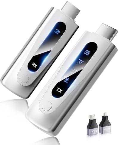2025 Upgraded Wireless HDMI Transmitter and Receiver 328FT/100M, LED Display, 4K Decode 1080P@60Hz Ultra HD Video Output, Plug&Play 5G+2.4G for Video and Audio to Monitor from PC/Projector/TV Box
