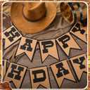 Oudain Western Birthday Cowboy Party Decoration, Happy Birthday Banner Double Layer Hat Boots Cowboy Hanging Swirls for First Party, Western Theme Decoration Supplies