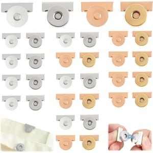 16 Pcs Magnetic Snaps for Purses and Totes, Gold and Sliver Magnetic Snaps, DIY Snap Buttons, No-Sewing Magnetic Clasp (Multicolor)