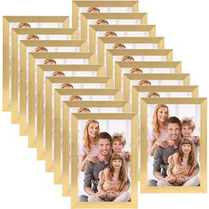 WIFTREY 4x6 Picture Frame Gold, 4 x 6 Photo Frames Bulk for Wall Hanging or Tabletop Display, 18 Pack