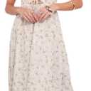 Petal & Pup Women's Kathleen-Maxi-Dress-Light-Beige-Green-Floral Medium