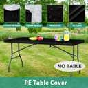 LUSHVIDA Fitted Rectangle Tablecloths, 6 Packs Elastic Vinyl Table Cloth with Flannel Backing for 6ft Folding Tables, Waterproof Table Covers for Indoor Outdoor Picnic and Camping, 30x72 inch, Black