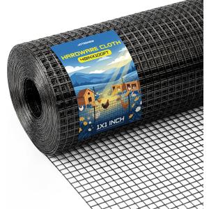 Black 1 inch Hardware Cloth 48in x 100ft 16 Gauge Black Coated Welded Wire Fence Vinyl Metal Wire Mesh for Chicken Coop Barrier, Rabbit Snake Fences, Poultry Enclosures