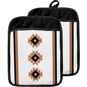 Western Aztec Pot Holders with Pockets, Boho Western Southwestern Aztec Native Oven Pot Holders Heat Resistant Oven Mitts Hot Pads for Kitchen Baking Cooking