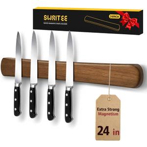 Magnetic Knife Holder, 24 Inch Acacia Wood Knife Strip for Wall or Fridge