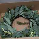 Eucalyptus Wreaths 22" Large Artificial Greenery Outdoor/Indoor Wreath Spring/Summer Wreath Green Wreaths for Front Door Porch Window Wall Hanging Decor All Year Round Wre-athGreen (22IN)