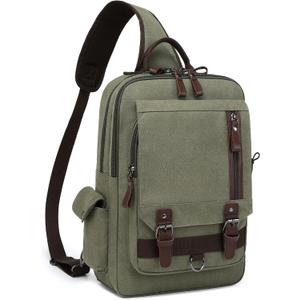 mygreen Sling Bags Chest Shoulder Backpacks, 15.6-Inch Backpack Crossbody Messenger Bag Travel Outdoor Men Army Green, XL