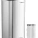 SONGMICS Kitchen Trash Can, 18-Gallon Stainless Steel Garbage Can, with Stay-Open Lid and Step-on Pedal, Soft Closure, Tall, Large and Space-Saving, Silver and Black ULTB520E68