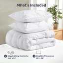 UNIKOME King Size Comforter Set White - Ultra Soft Boho Pintuck Down Alternative Bedding Set for All Seasons, 3 Pieces Lightweight Warm Pinch Pleat Bed Set with Comforter, 2 Pillowcases