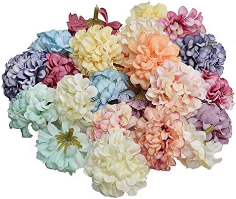 Teensery 18 Pcs Artificial Hydrangea Flower Heads Bulk Silk Flower for Wedding Decoration Home Decor Party Supplies DIY Crafts, 1.8" (Mixed Color)