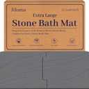 32 * 20 Stone Bath Mat Extra Large Diatomaceous Earth Non-Slip Shower Mat Quick Drying Diatomite Stone Mats for Bathroom Floor/Ktichen Counter Super Absorbent Natural Easy to Clean Grey (Grey Large)