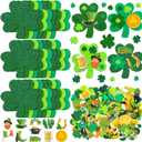 Woanger 324pcs St Patricks Day Foam Craft for Kid Shamrock Glitter Foam Sticker Self Adhesive Green Lucky Irish Clover Decal Art Kit for Saint Pattys Gift Classroom Activity Party Favor Decoration