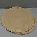 SHACOS 15 inch Round Braided Placemats Set of 6 Cotton Polyester Heat Resistant Table Mats Washable Place Mats for Dinner Party Table Decoration (Light Beige, 6)