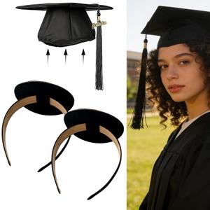4 x Graduation Cap Headband, Firm Anti-fall HairBand for Graduation Hat, Grad Cap Headband Insert, Secures and Keeps Hairstyle, Hat Accessories for Graduates, Students, Women