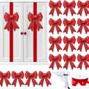 Daifunli 16 Pcs Christmas Cabinet Bows DIY Kitchen Velvet Cabinet Ribbons Bows for Kitchen Dining Door Home Holidays Decoration(Burgundy,Velvet)