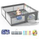 LUTIKIANG Extra Large Playpen for Toddlers, 79" X 71" with Gates, Baby Play Yards, Safety Indoor Play Area, Ocean Balls (Grey)