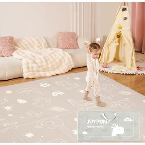 Joypony Baby Play Mat 79x 71 Inch, Extra Large Foldable Play Mats for Babies and Toddlers, Waterproof & Anti-Slip Portable Baby Floor Mat for Tummy Time, Non Toxic Foam Play Mat for Floor Travel Bag