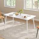 VASAGLE 55.1" Dining Table for 4-6 People, Modern Kitchen Table, Heat-Resistant Tabletop, Quick Assembly, for Dining Room, Snow White, Island Collection UKDT100W101S