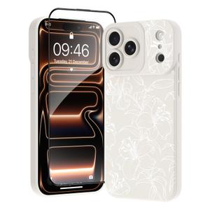OOK for iPhone 17 Pro Case White Case Cute Flower Floral Design