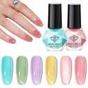 modelones Nail Polish Set, 6 Colors Jelly Nail Polish Kit Sheer Nude Pastel Pink Yellow Lavender Purple Baby Blue Mint Green Glitter Fingernail Polish 2025 Gifts for Women Salon DIY