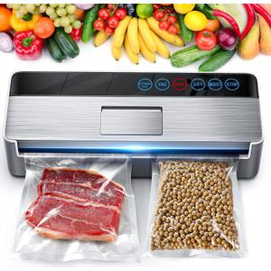 Vacuum Sealer Machine, Full Automatic Food Sealer (95Kpa), Vacuum Sealers Bags, Air Sealing System Dry, Moist Food Preservation Modes, Lab Tested, LED Indicator Lights (Silver)