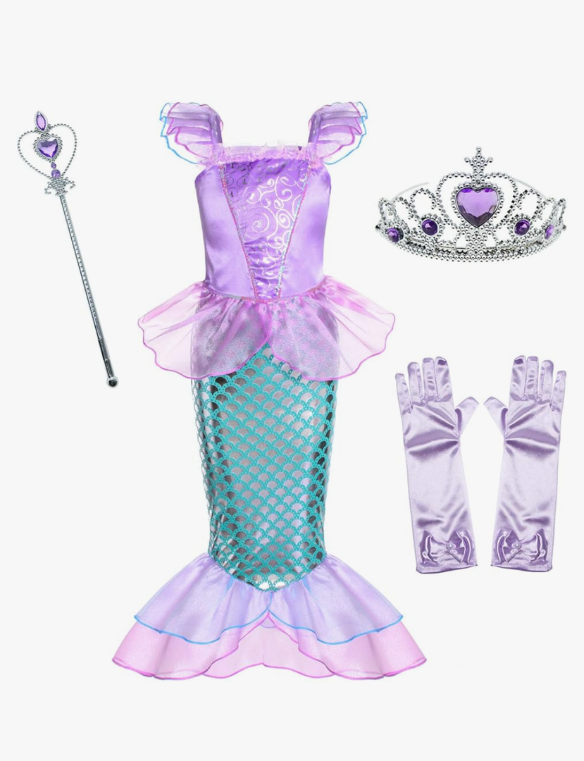 Little Girls Mermaid Princess Costume for Girls Dress Up Party with Gloves,Crown Mace 3-10 Years Little Girls Mermaid Princess Costume for Girls Dress Up Party with Gloves,Crown Mace 3-10 Years