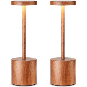 SAKRINGT 2 Pack Cordless Table Lamp Rechargeable,5000mAh Battery Operated Portable LED Table Light,Dimming Desk Lamp for Patio/Restaurant/Outdoor (Wood)