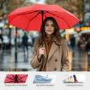 SoulRain Travel Umbrella - Compact Umbrella for Rain - Perfect Large Auto Folding Umbrella - Ideal Car umbrella, Small umbrella, and Travel Companion (Red)
