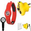 2 in 1, KooMall Anti-Allergic ESD Wrist Straps (Red) & Grounding Plug, Easy to Ground by Outlet Socket for Static Control, Anti Static Silicon Bracelet Wristband Earth Bonding Plug for Rubber Mat