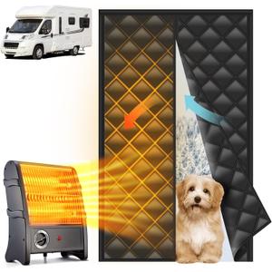RV Insulated Door Cover - RV Door Insulation Curtain for Winter, Magnetic RV Thermal Insulated Door Blanket for Inside Camper, Trailer, Keeps Heat in & Cold Out, Block Light
