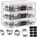 3 Pack Cookie Cutter Storage, Transparent Cookie Cutter Organizer with a Sticker, Baking Storage Containers, Cover to Prevent Dust, Can Be Used Alone or Hidden for Stacking(No Cutters)